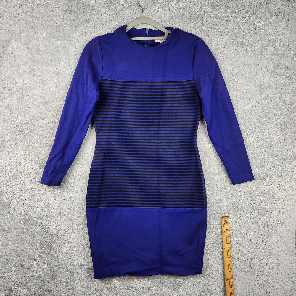 Vintage Ann Taylor Sweater Dress Womens Medium Purple Striped Bodycon Knit 90s